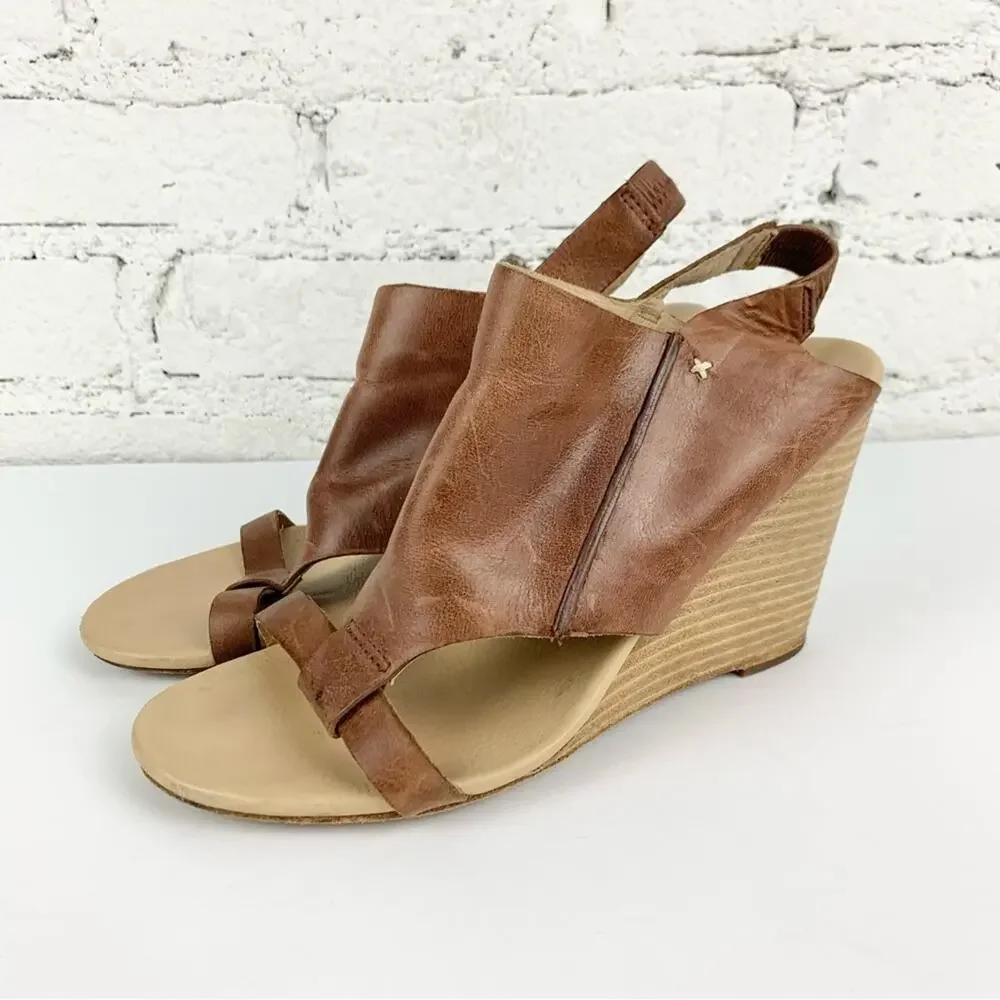 Kookaburra Santa Barbara Perez Wedge Leather Mule Sandals 7.5